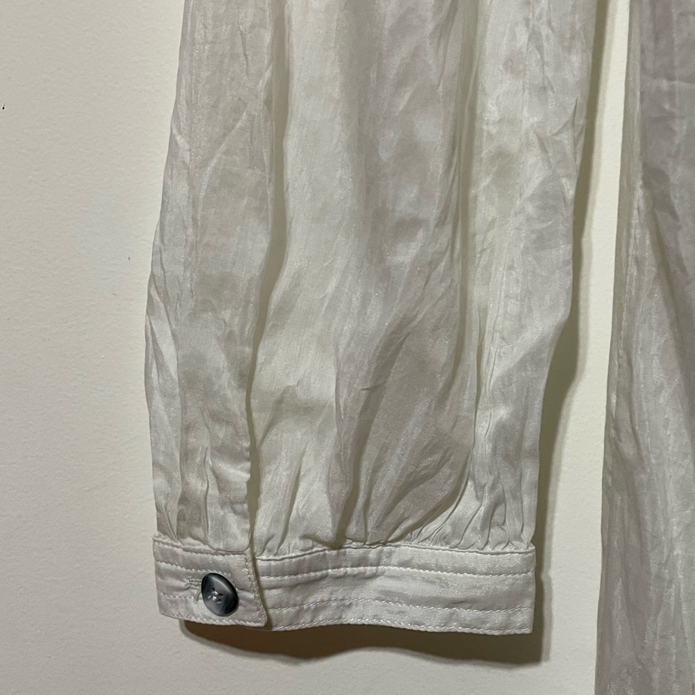 KENZO long white silk shirt L 12-14 vintage Balenciaga - Picture 7 of 12
